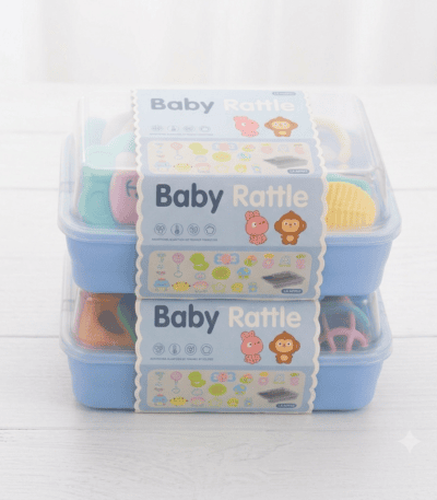 Baby Rattle and Teether Toy Set (18 Pieces) with Storage Box
