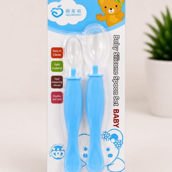 Baby Silicone Feeding Spoon Set 2pcs – Blue