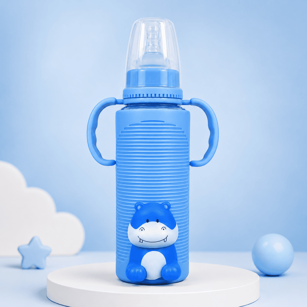 Premium Glass Baby Feeding Bottle with Handle – 240ml | BPA Free