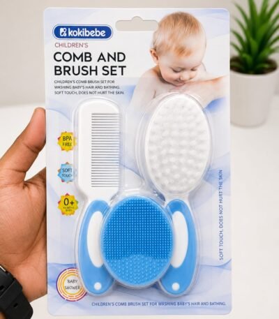 Kokibebe Baby Comb and Brush Set for Newborns, Soft Bristle Hairbrush and Infant Scalp Massager