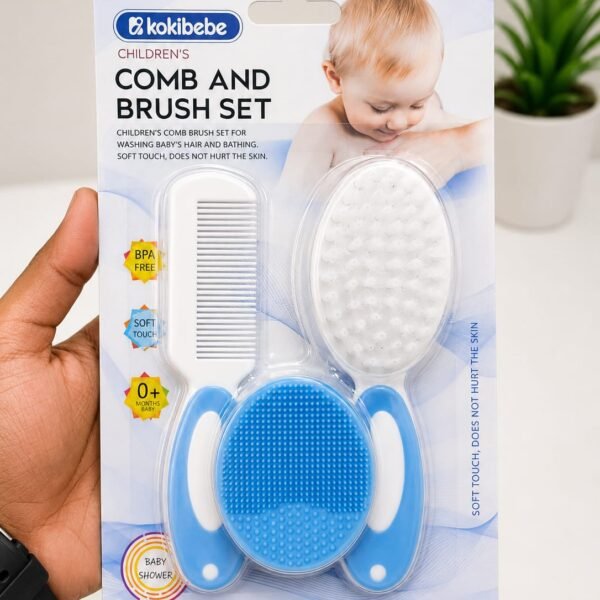 Kokibebe Baby Comb and Brush Set for Newborns, Soft Bristle Hairbrush and Infant Scalp Massager