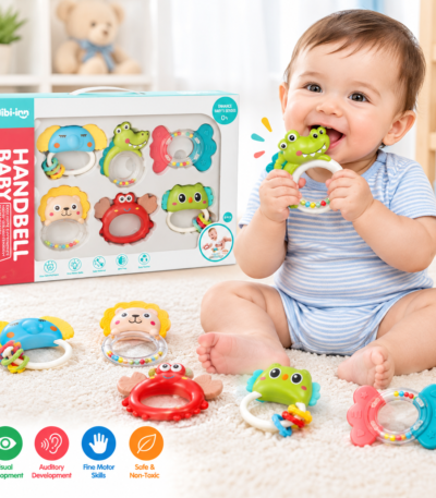 Gibi-inn Baby Rattle Set – Colorful Baby Handbell Toys