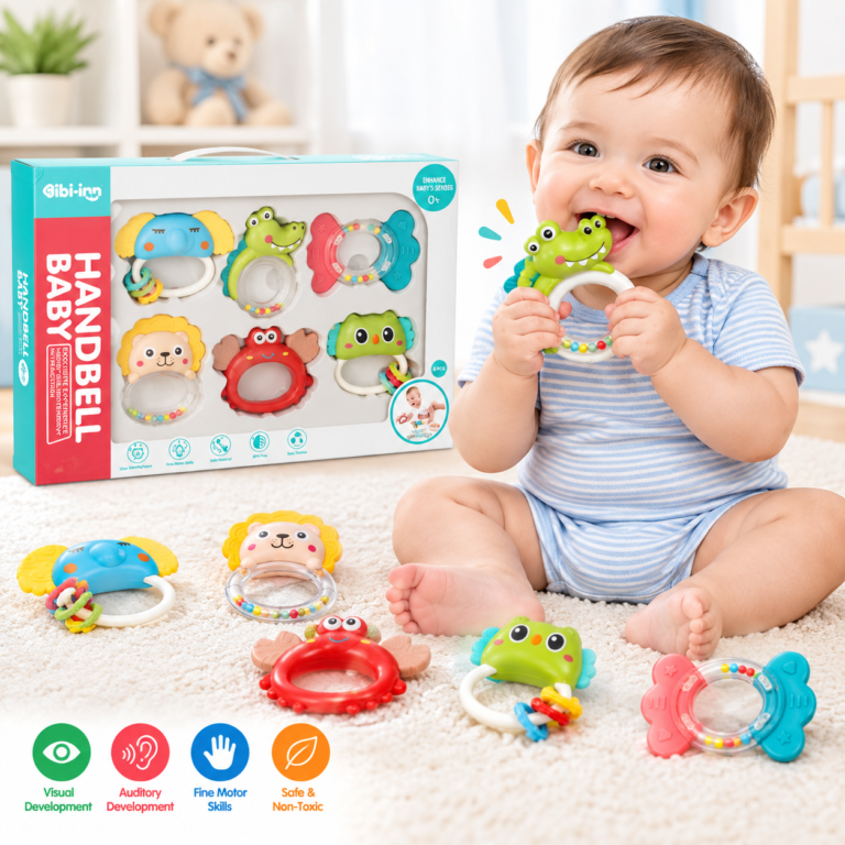 Gibi-inn Baby Rattle Set – Colorful Baby Handbell Toys