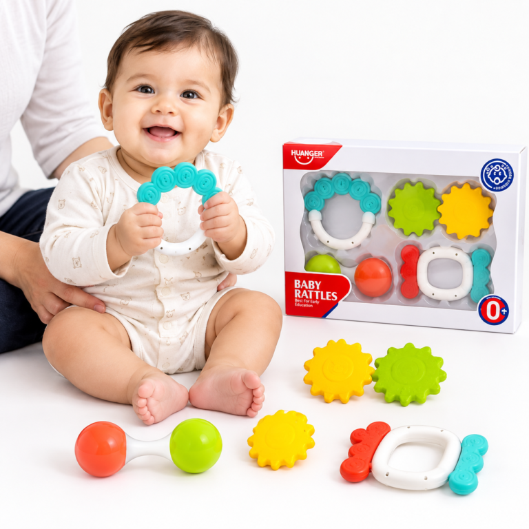 HUNGER 4 Piece Baby Rattle Set – Colorful Baby Toys