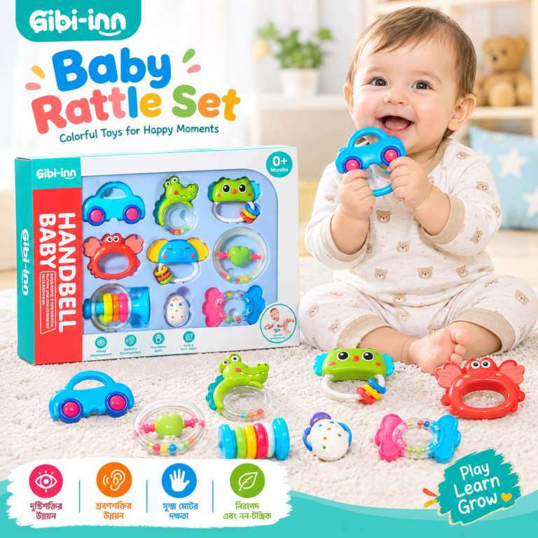 Gibi-inn Baby Handbell Rattle Set – Colorful.