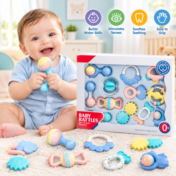 Baby Rattles Set 0+ Months – Colorful Infant Rattle and Teether Toys