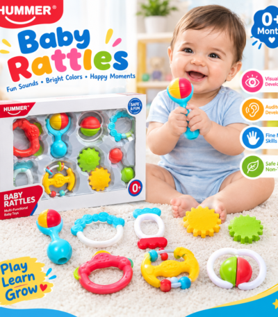HUNGER 8 Piece Baby Rattle Set – Colorful Baby Toys