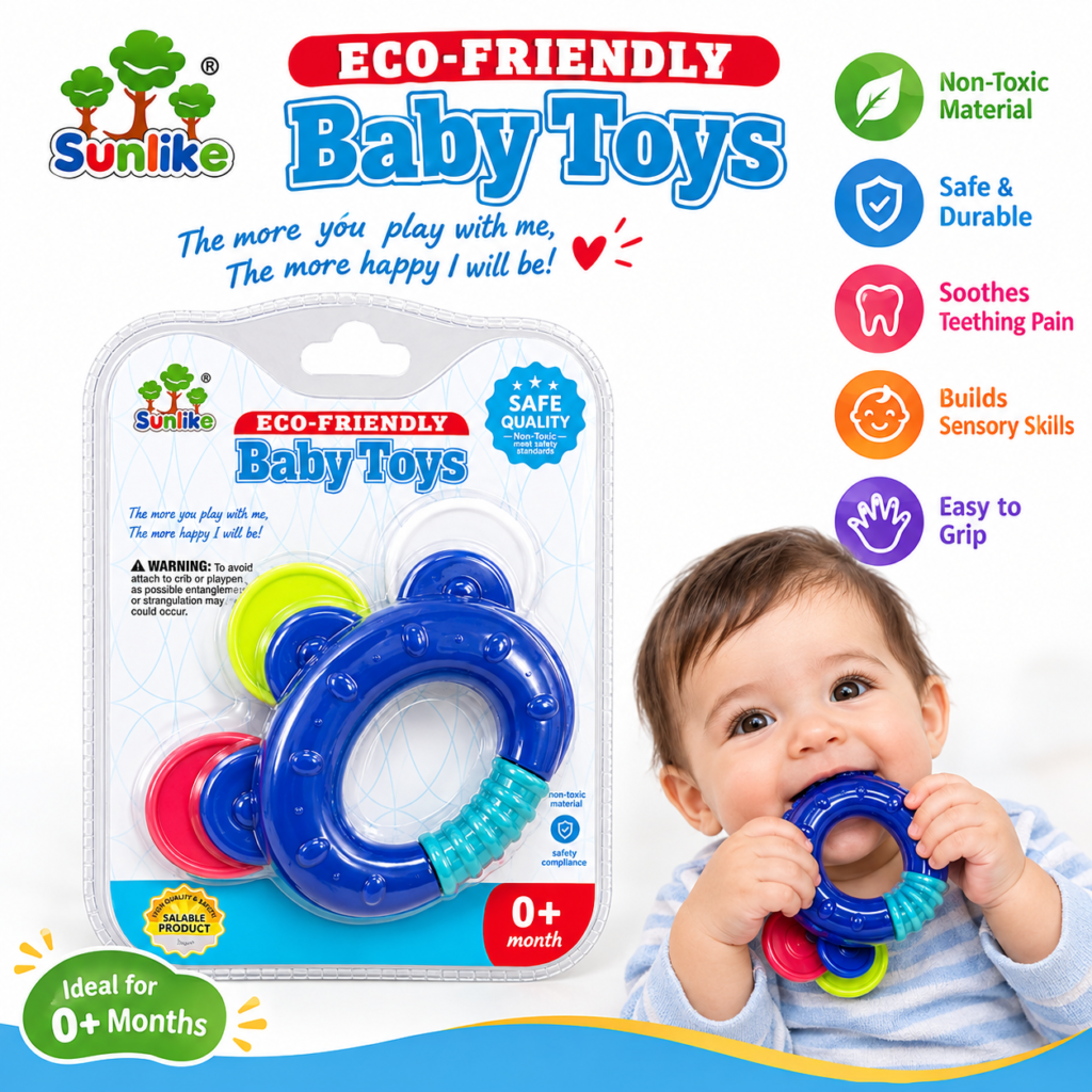 SUNLIKE Baby Teether Toy | Eco-Friendly Baby Toys 0+ Months